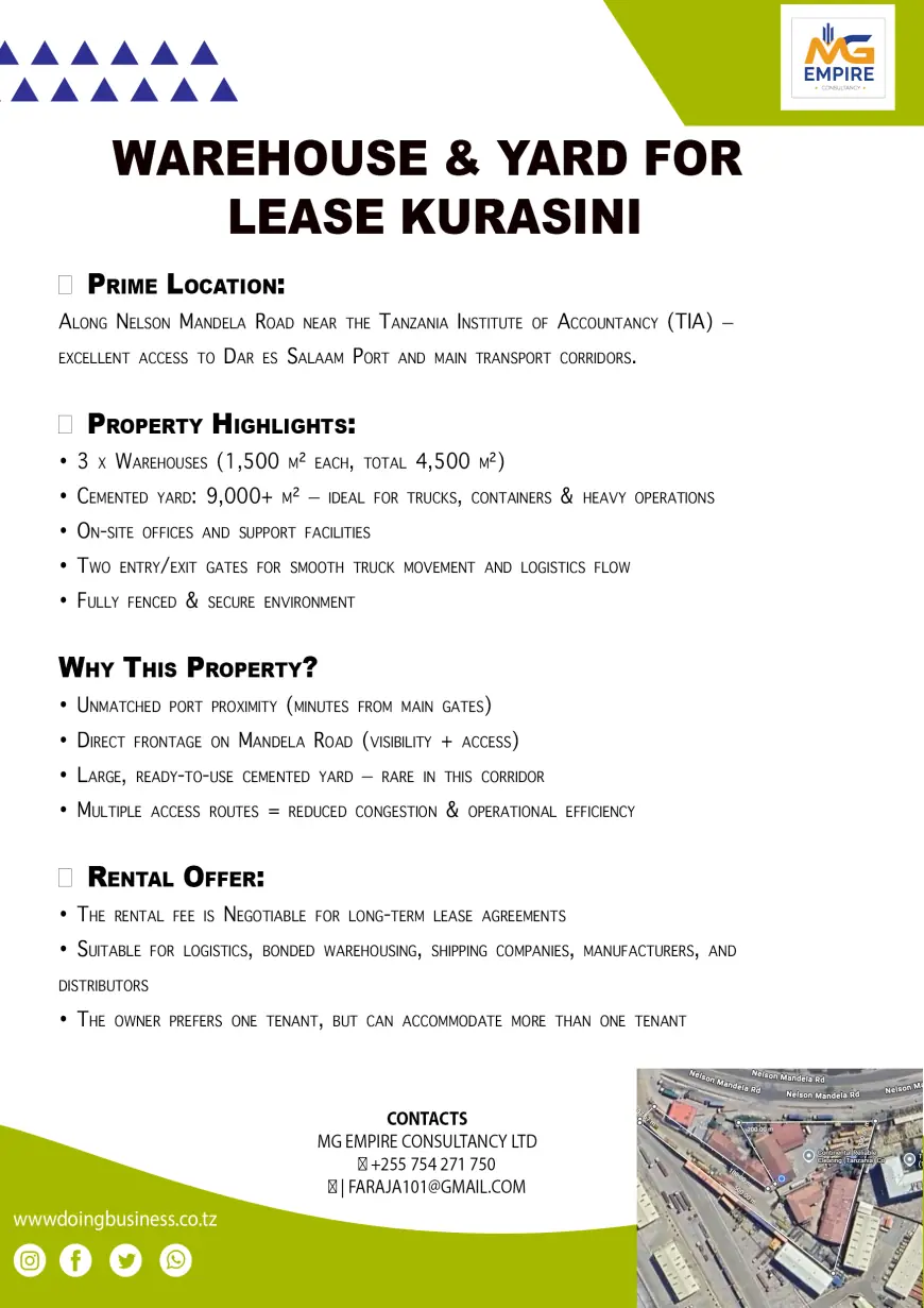 WAREHOUSE & YARD FOR LEASE KURASINI