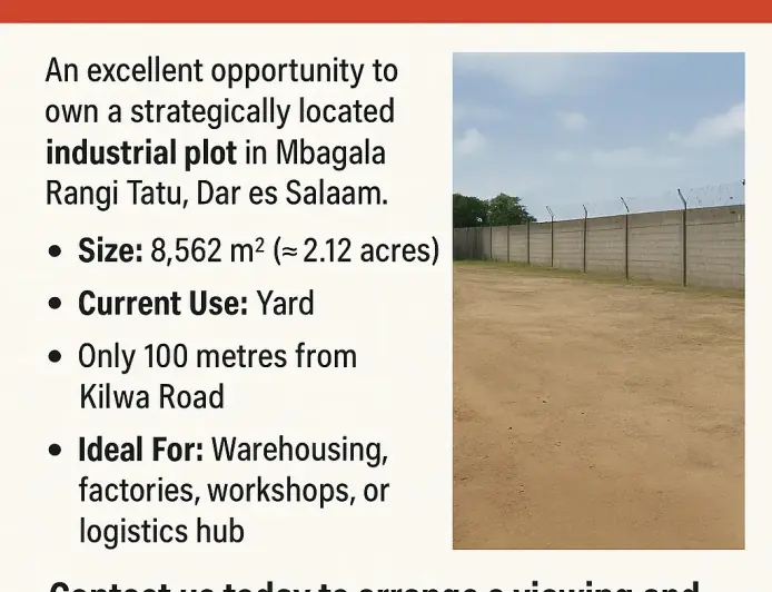 prime industrial plot at mbagala rangi tatu