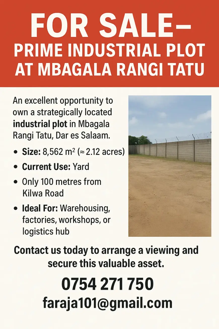 prime industrial plot at mbagala rangi tatu